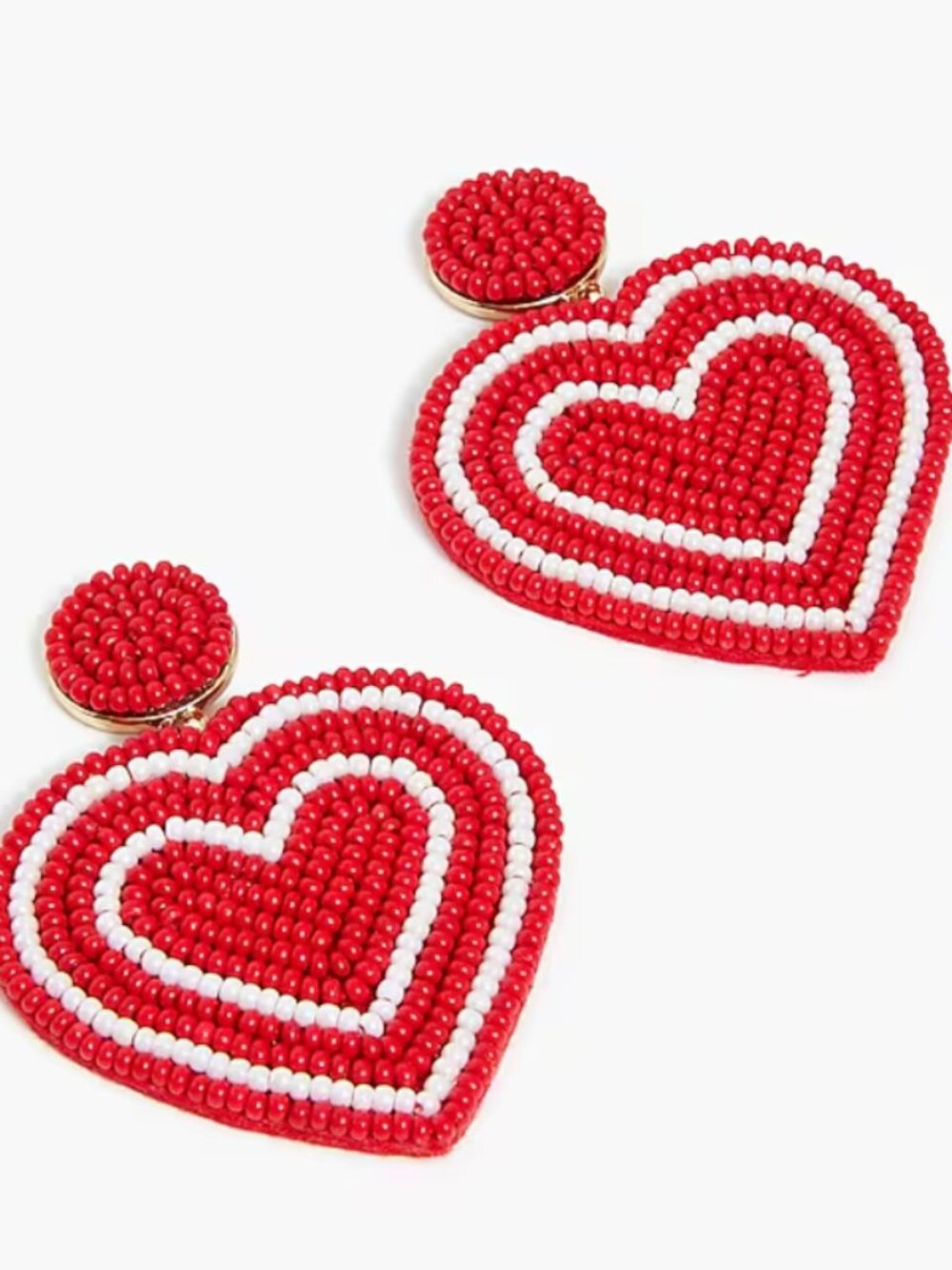 NWT J. Crew Beaded Heart Earrings Drop Statement Love Date Red J.Crew Factory - Picture 2 of 2
